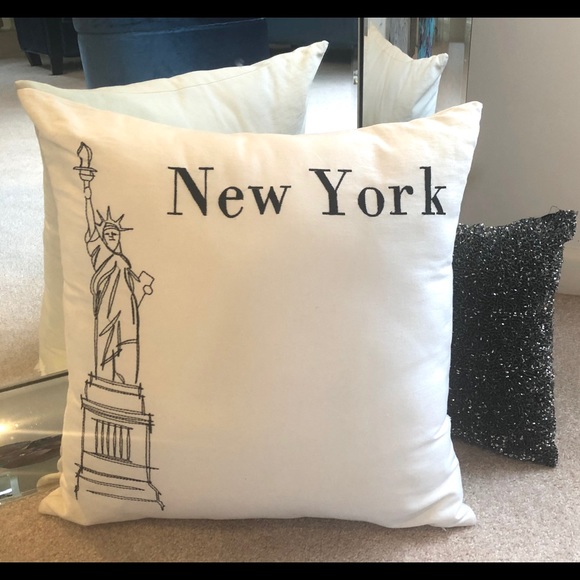 Other - White Black Embroidered Graphic Accent  Pillow